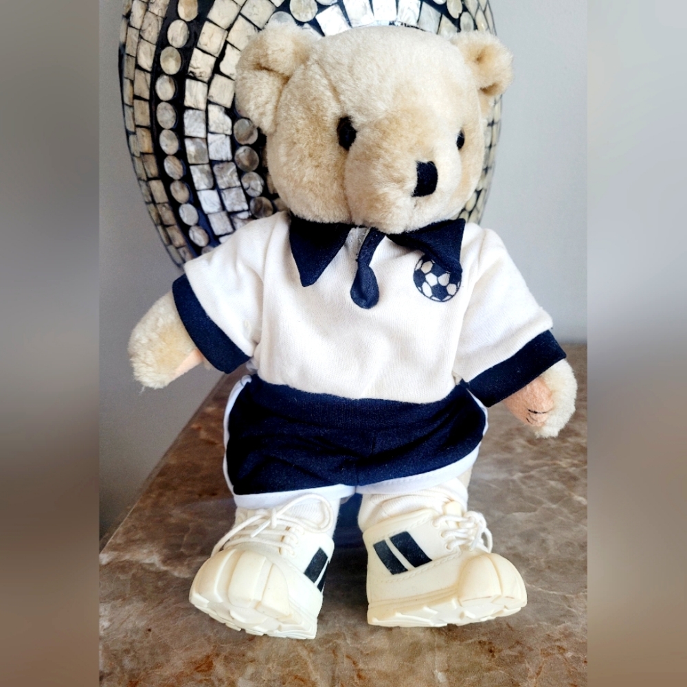 Teddy Bear Plush Soccer/Football Player Uniform Sneakers Socks Vintage 12"
